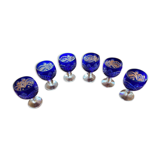 Verre en cristal saint louis bleu cobalt