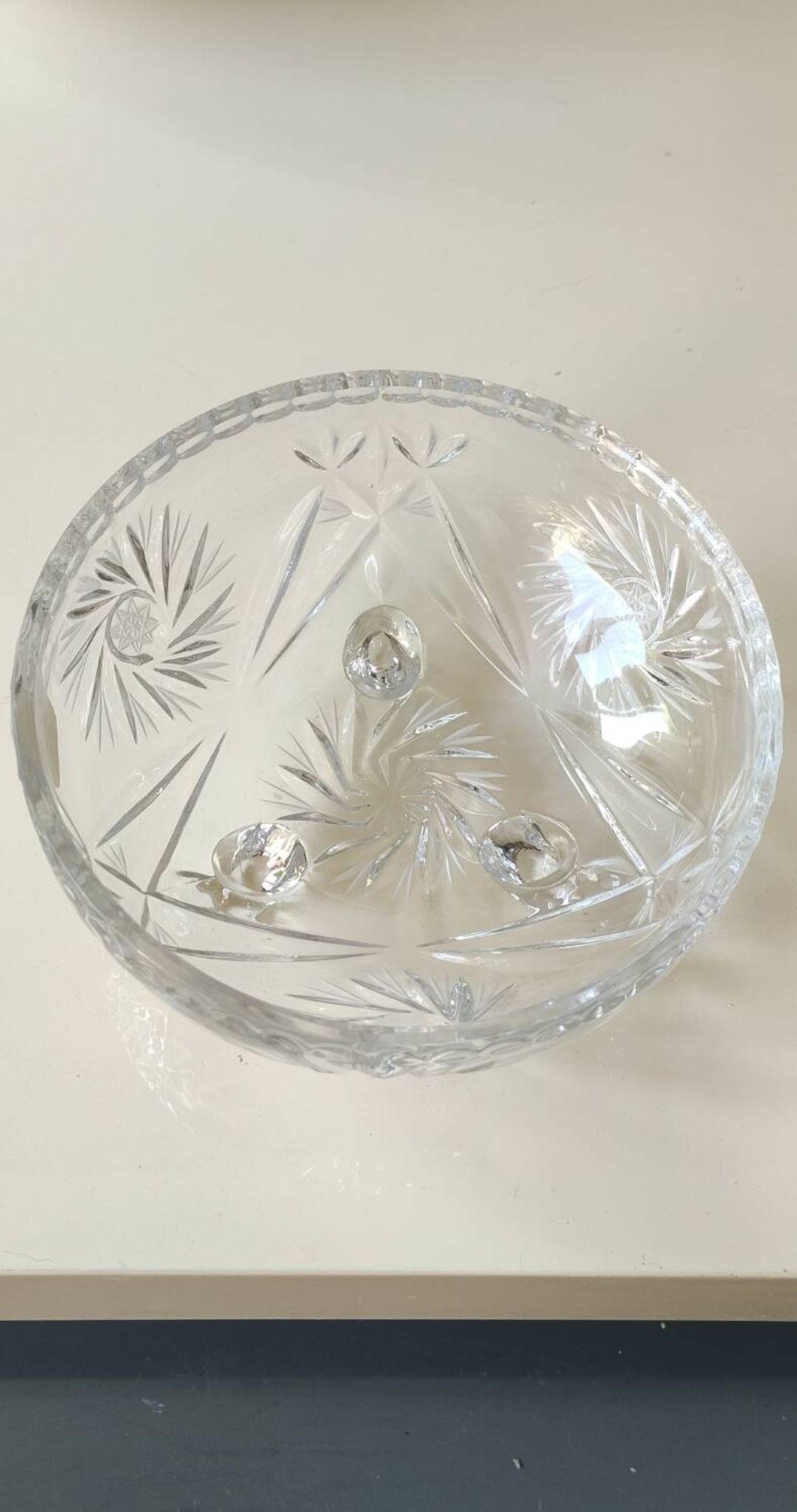 Bohemian cut crystal candy dish. Sophisticated star motifs.