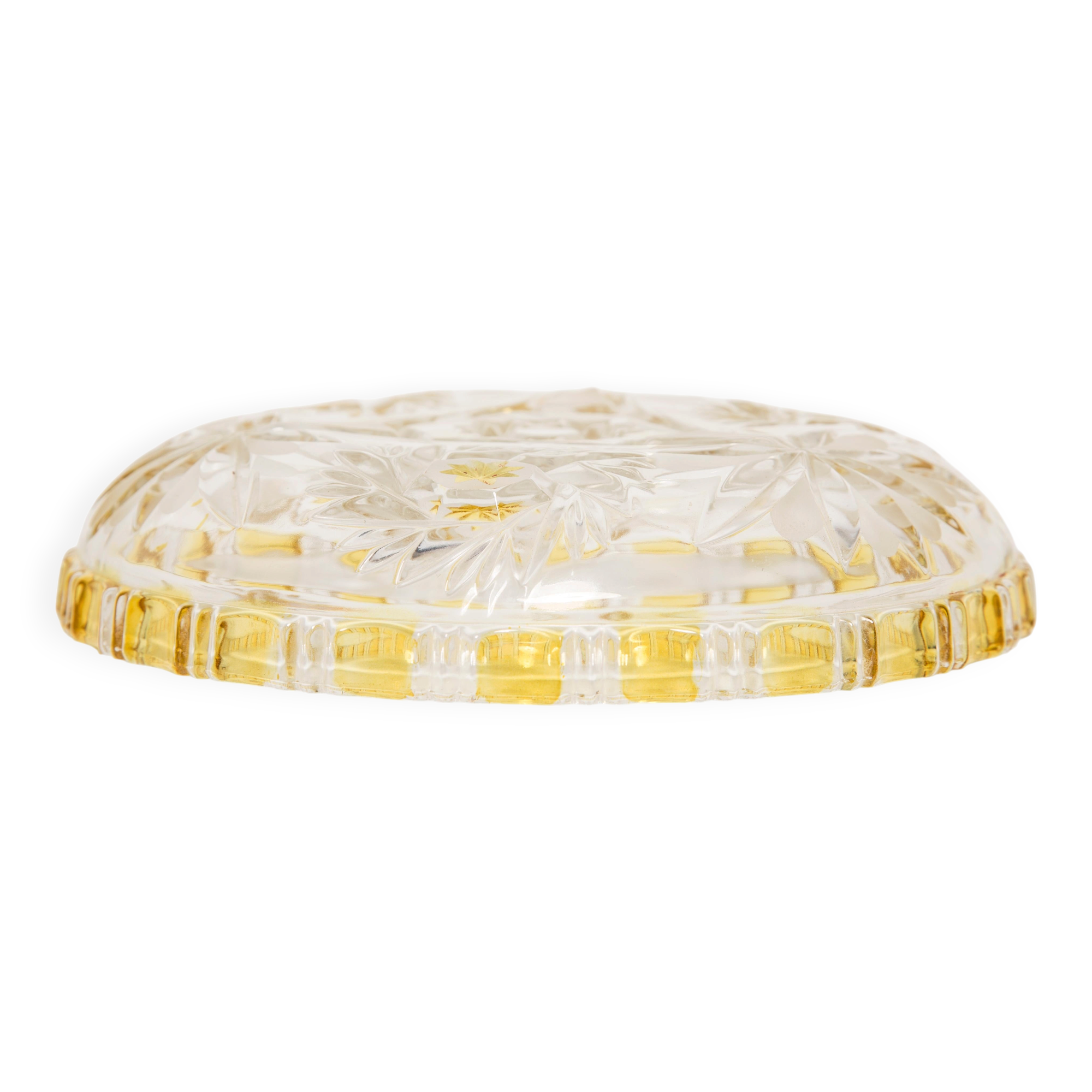 Decorative plate in transparent and vintage yellow glass, Italy, 1960s.