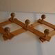Brutalist wooden accordion wall coat rack with 7 hooks