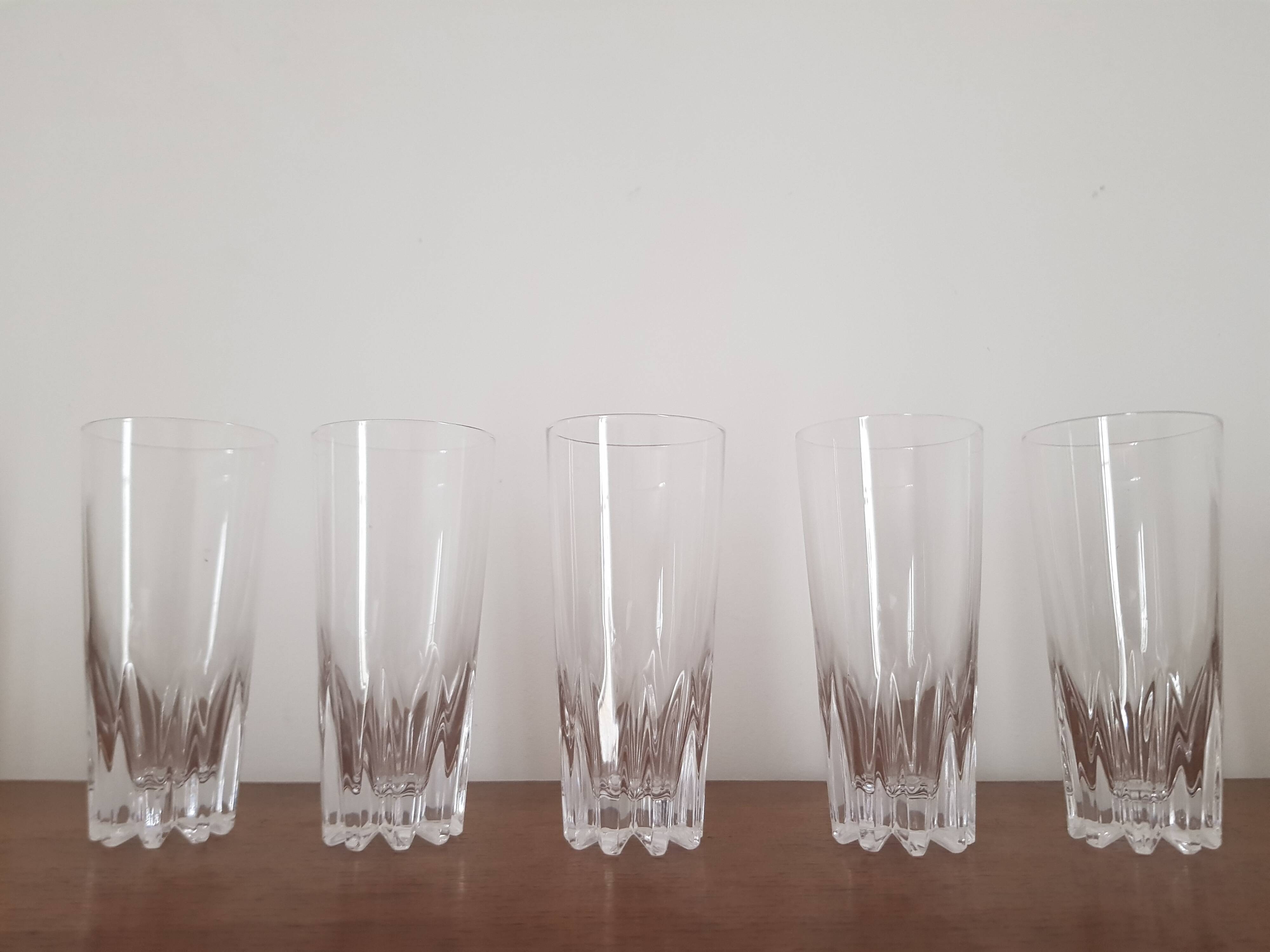 Set of 5 crystal orangeade glasses