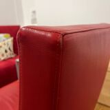 Rocking-chair en cuir rouge ligne roset