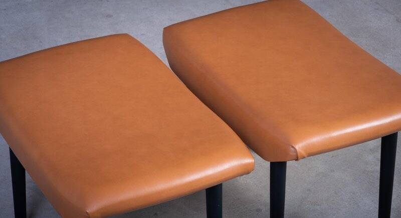 Cognac Leather Stools by Ølholm Møbelfabrik, 1960s, Set of 2