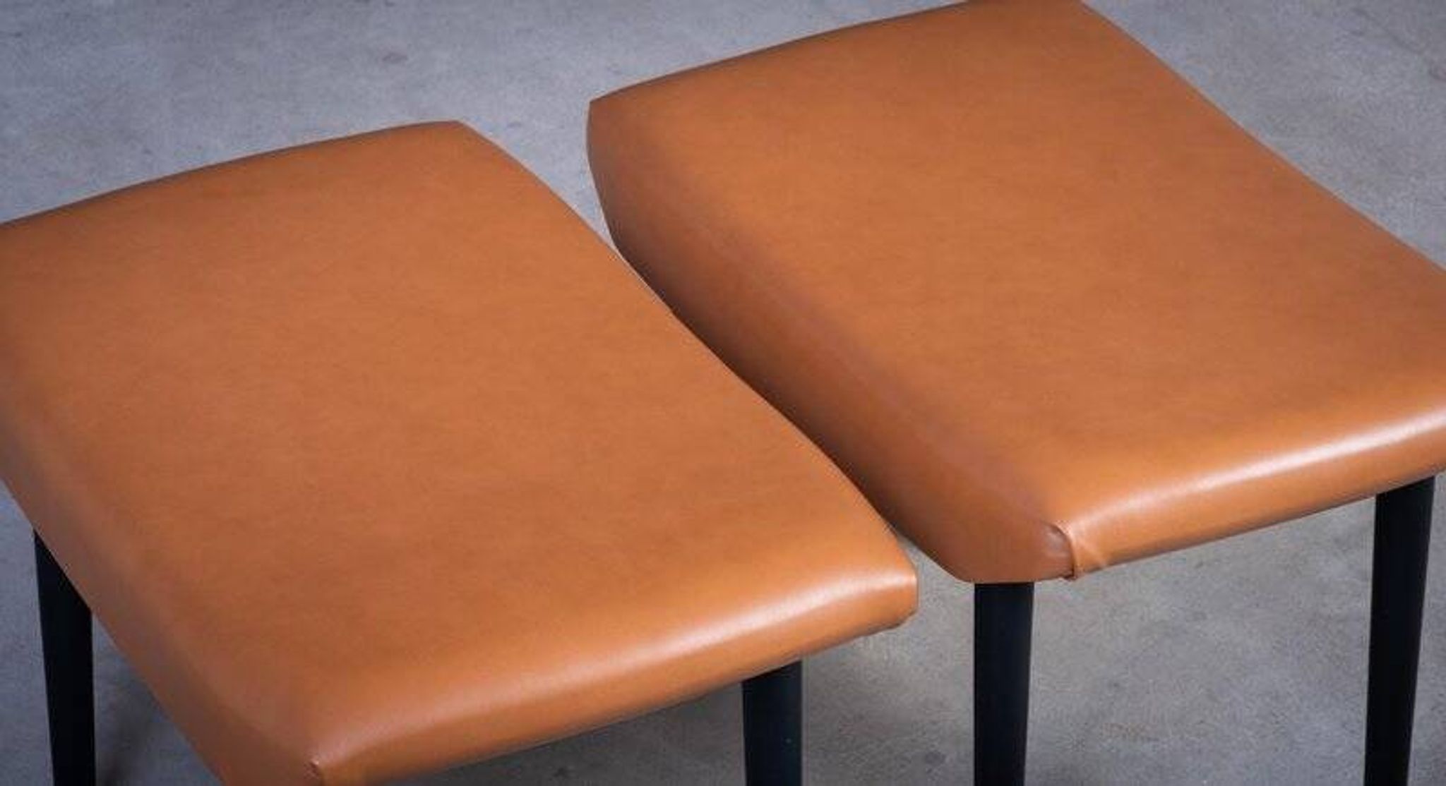 Tabourets en Cuir Cognac de Ølholm Møbelfabrik, 1960s, Set de 2