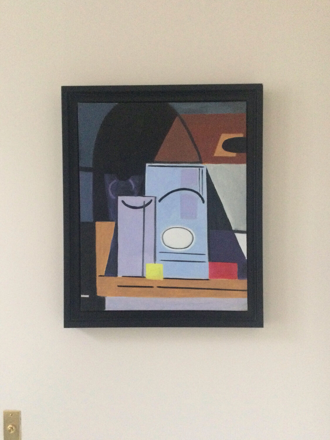 Oil on canvas board, Neo-Cubist composition