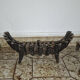 Important wrought iron fireplace accessories – Andirons and log basket