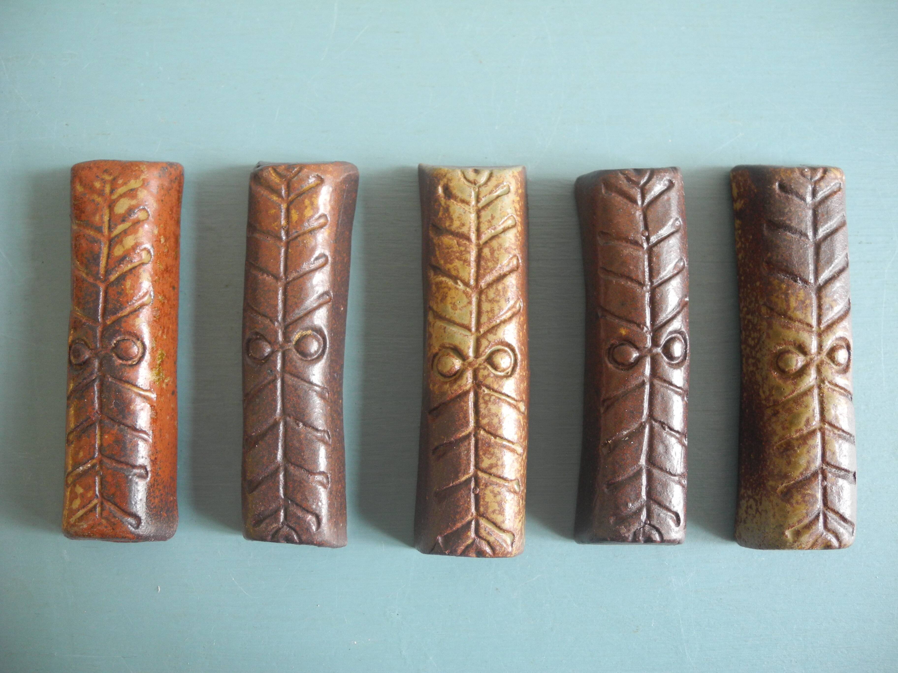 terracotta knife rests vintage table art set holders