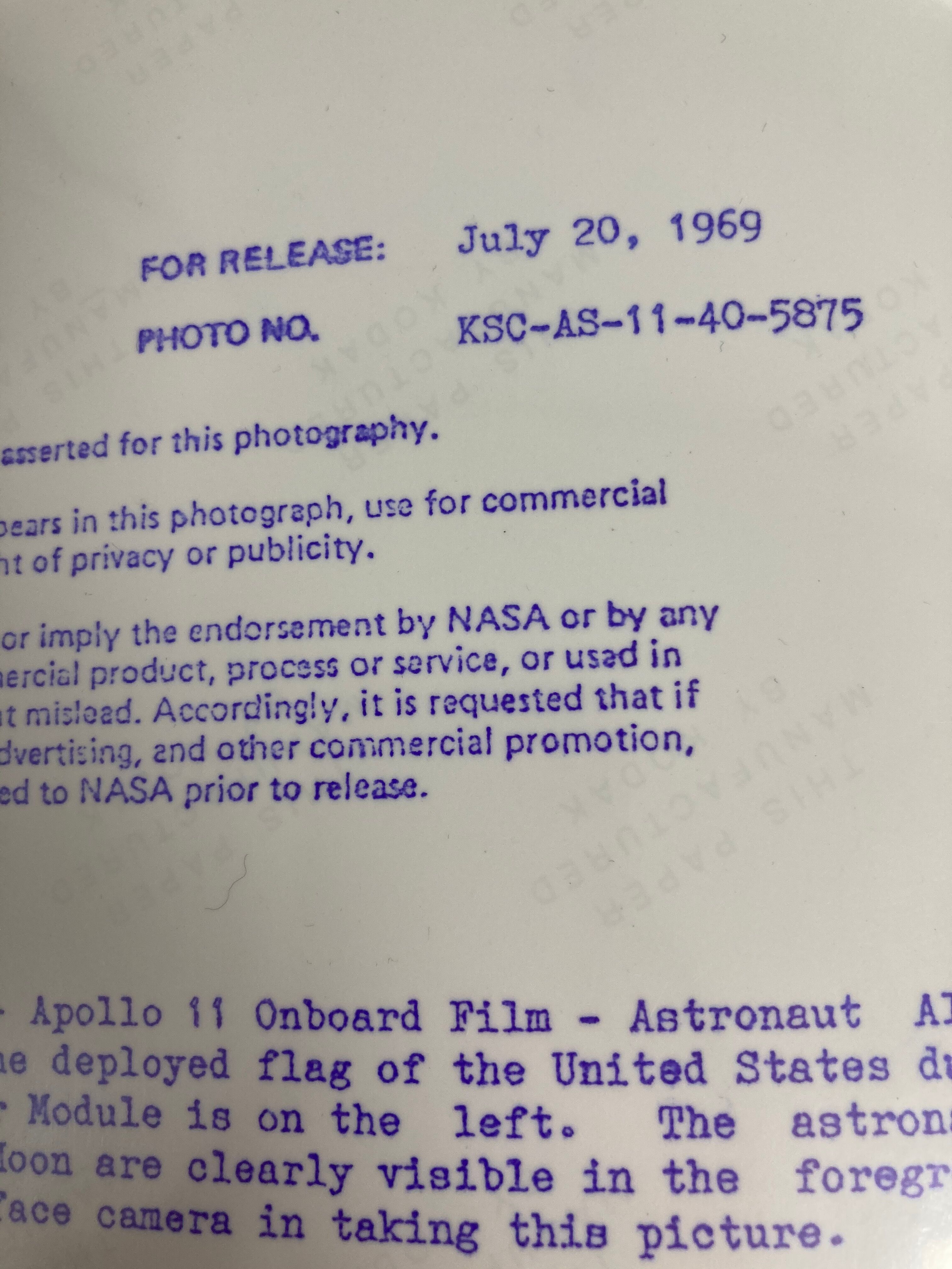 Original Apollo 11 Nasa Photography