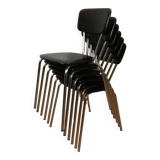 vintage chromed tubular steel stackable dining chairs