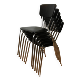chaises de salle à manger empilables vintage en acier tubulaire chromé