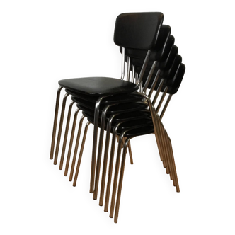 chaises de salle à manger empilables vintage en acier tubulaire chromé