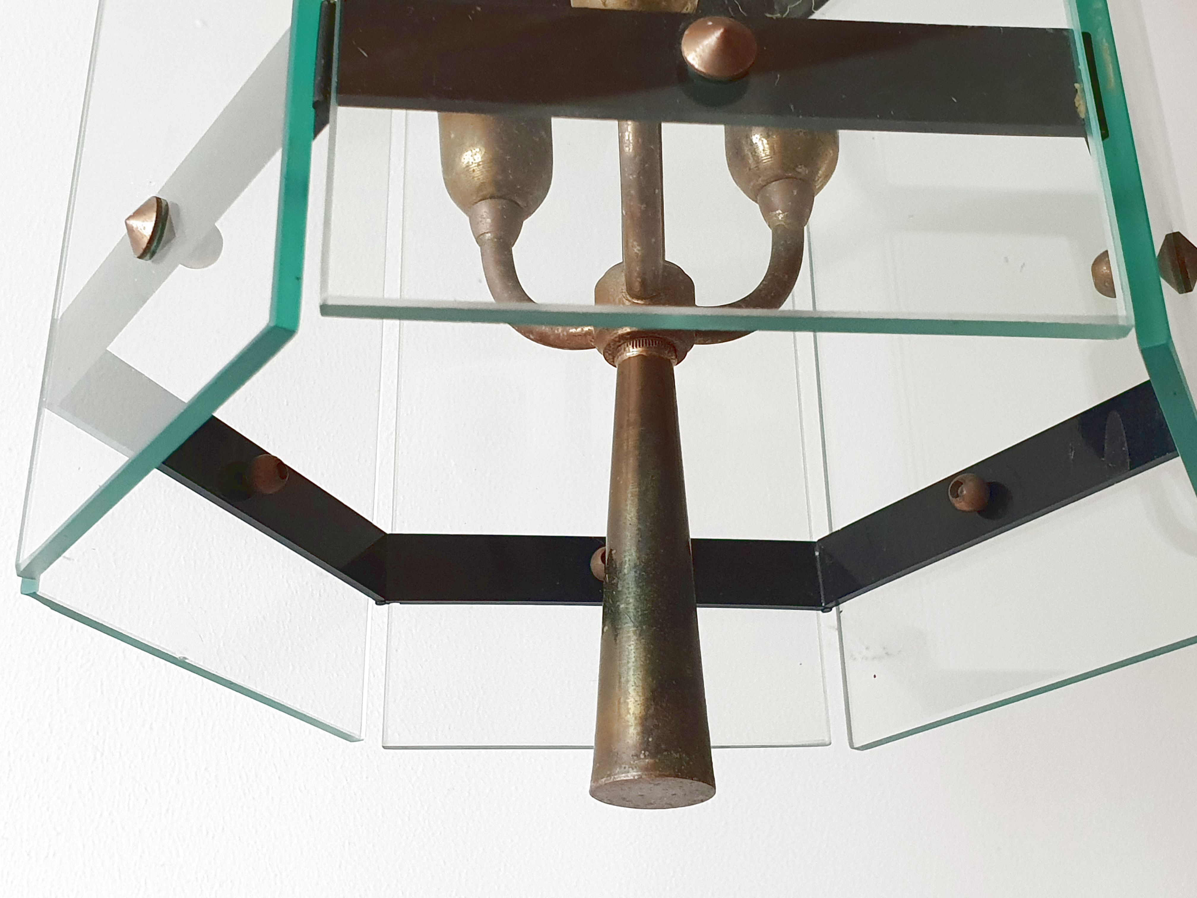 Brass lantern glass 1950