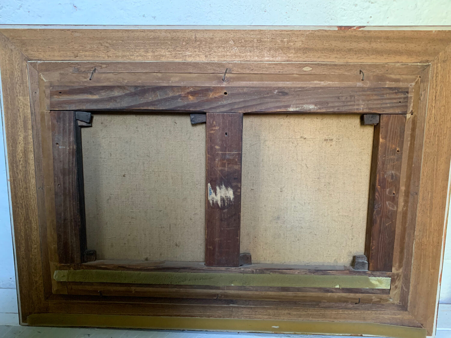 Oil on canvas landscape painting washerwomen, signed