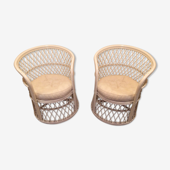 Paire de fauteuils rotin