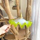 Vintage lampshade in green lace glass, customizable