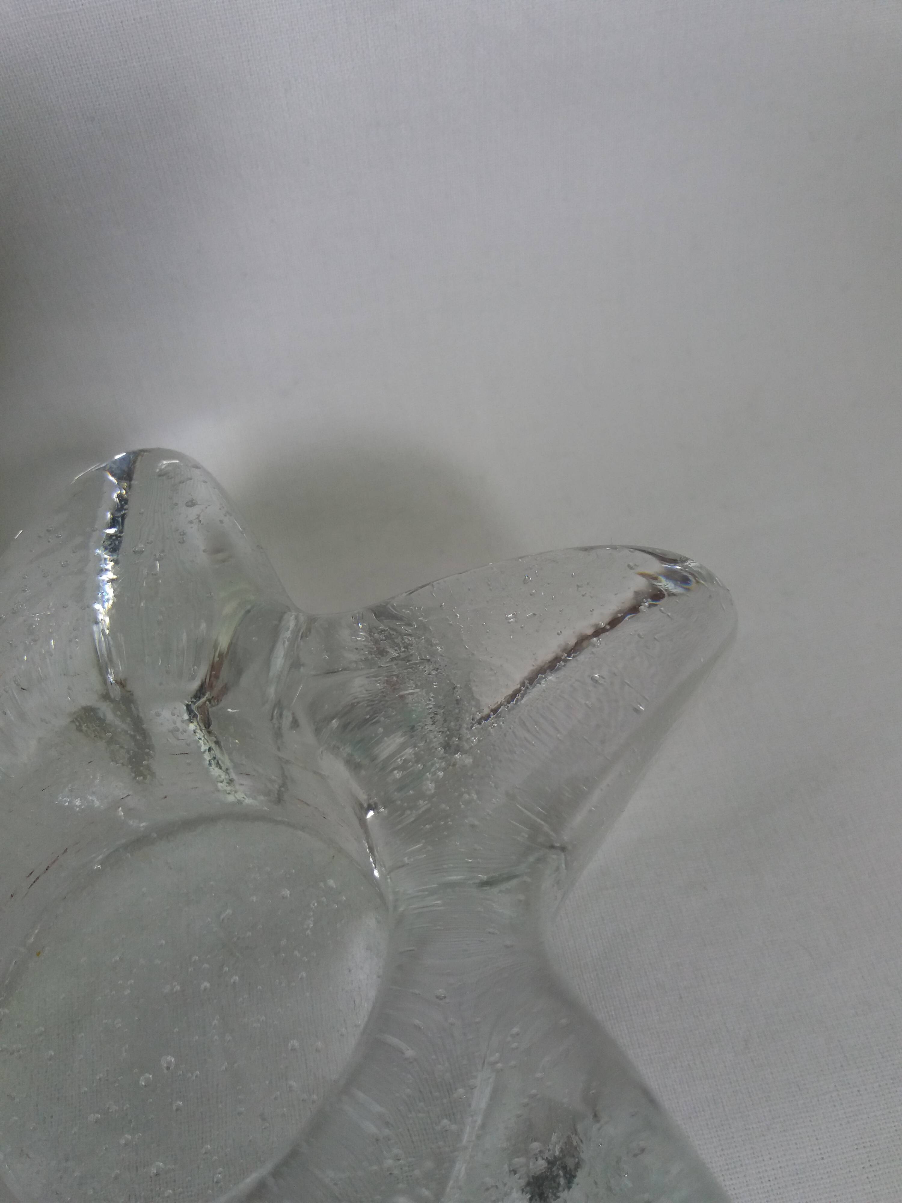 Star candle holder in glass or bubbled crystal, Biot type