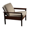 Mahogany wood armchair with buckle fabrics