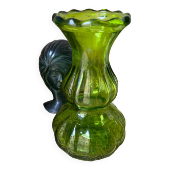 Green glass vase