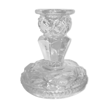 Bougeoir en verre pressé ciselé