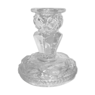 Chiseled pressed glass candle holder