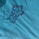 4 white linen napkins, emerald tinted, embroidered with flowers and monogrammed, old GM