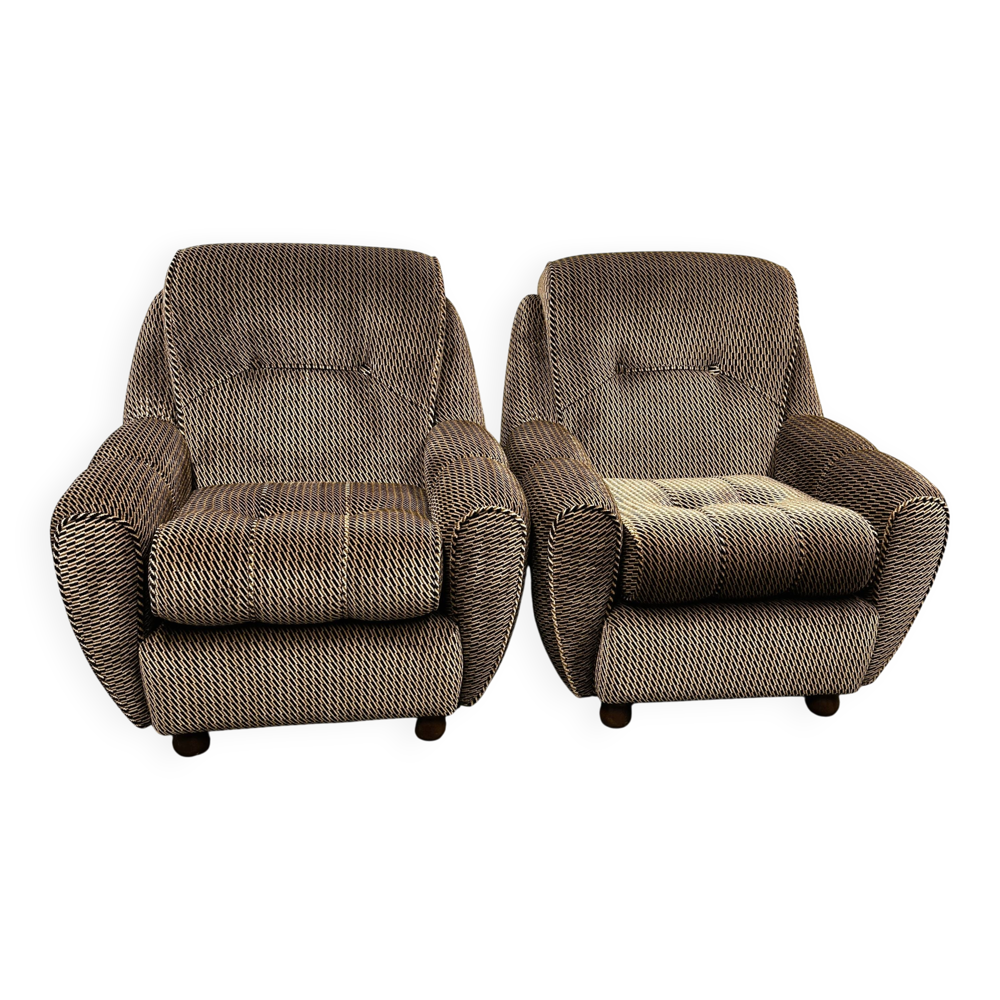 Paire de chaises longues italiennes, revêtement d'origine. Italie, années 1970.