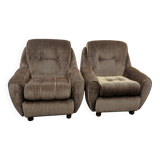 Pair of Italian lounge chairs, original upholstery. Italy, 1970s.