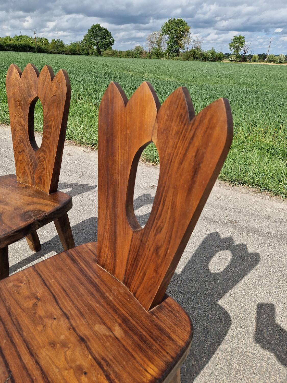 Lot de 3 chaises brutaliste Aranjou style olavi Hanninen