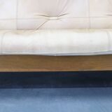 1960s Oak Scandinavian 3-Seater Sofa in Fine Leather Upholstery