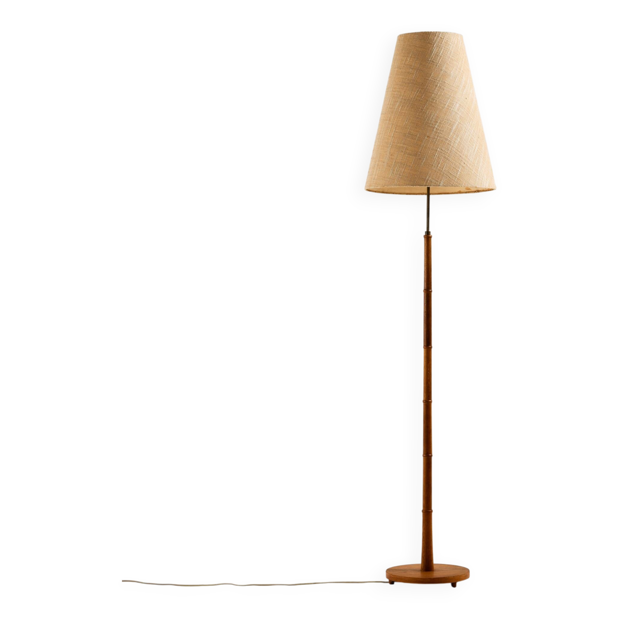 Oak and brass floor lamp