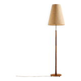 Oak and brass floor lamp