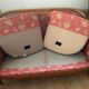 Art Deco style sofa, covered in Indian fabric with a pink background