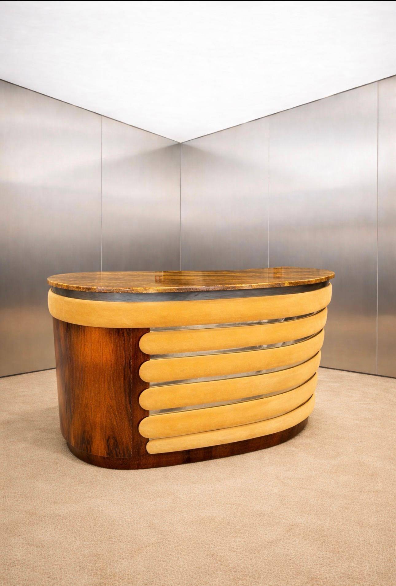 Willy Rizzo Bar Cabinet in Rosewood and Marble, Italy, 1970s