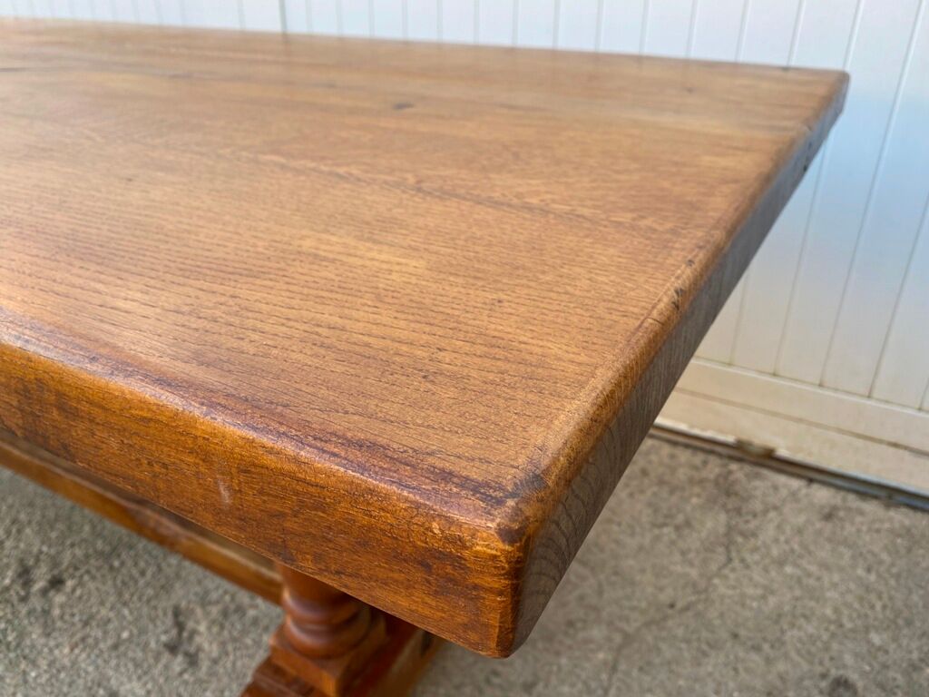 Farm table monastery meal meals in solid oak 1950 225x86x74cm