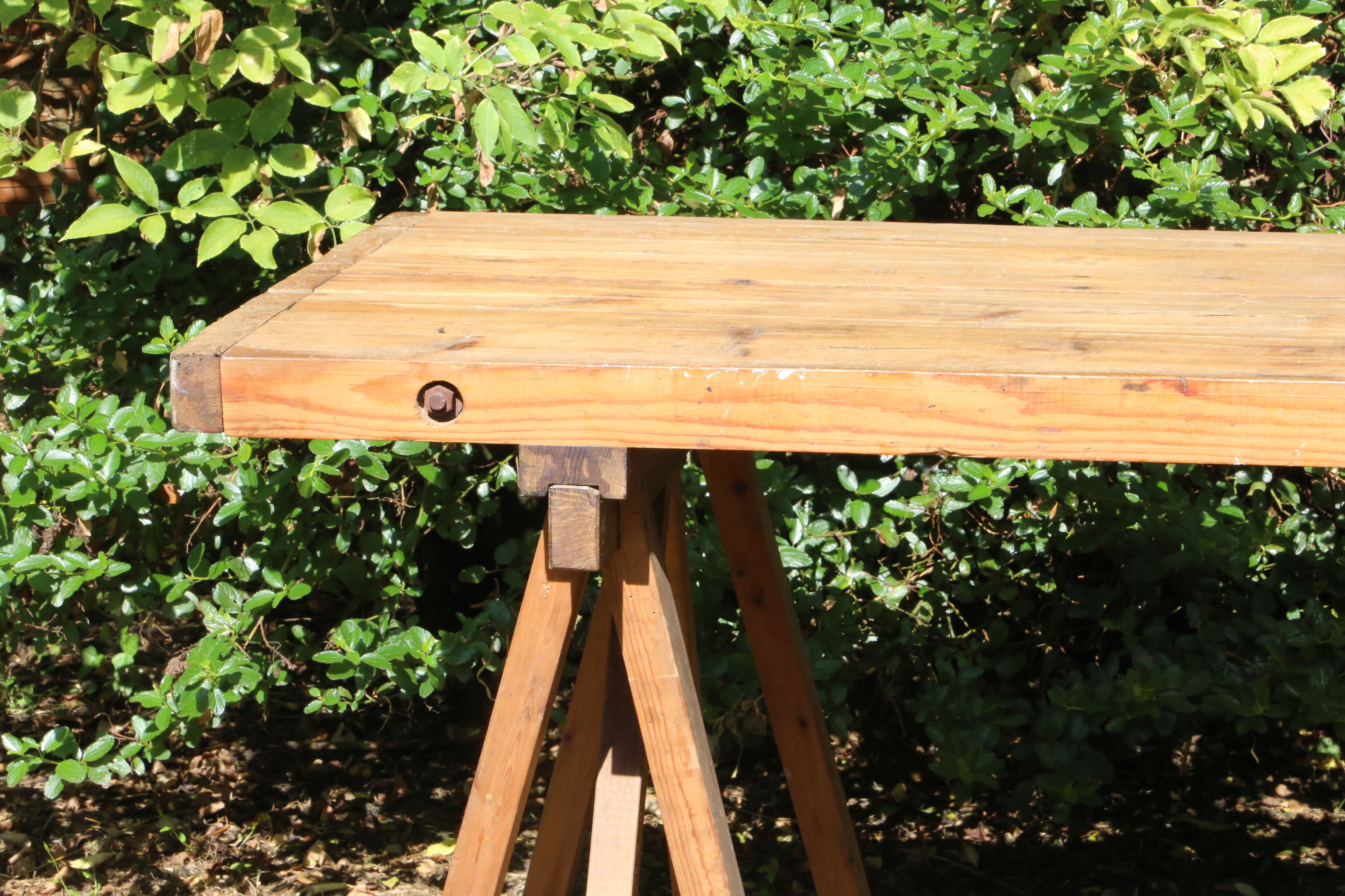 Farm table on trestles, 178 cm x 68 cm