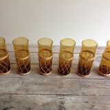 Series of 6 amber glasses