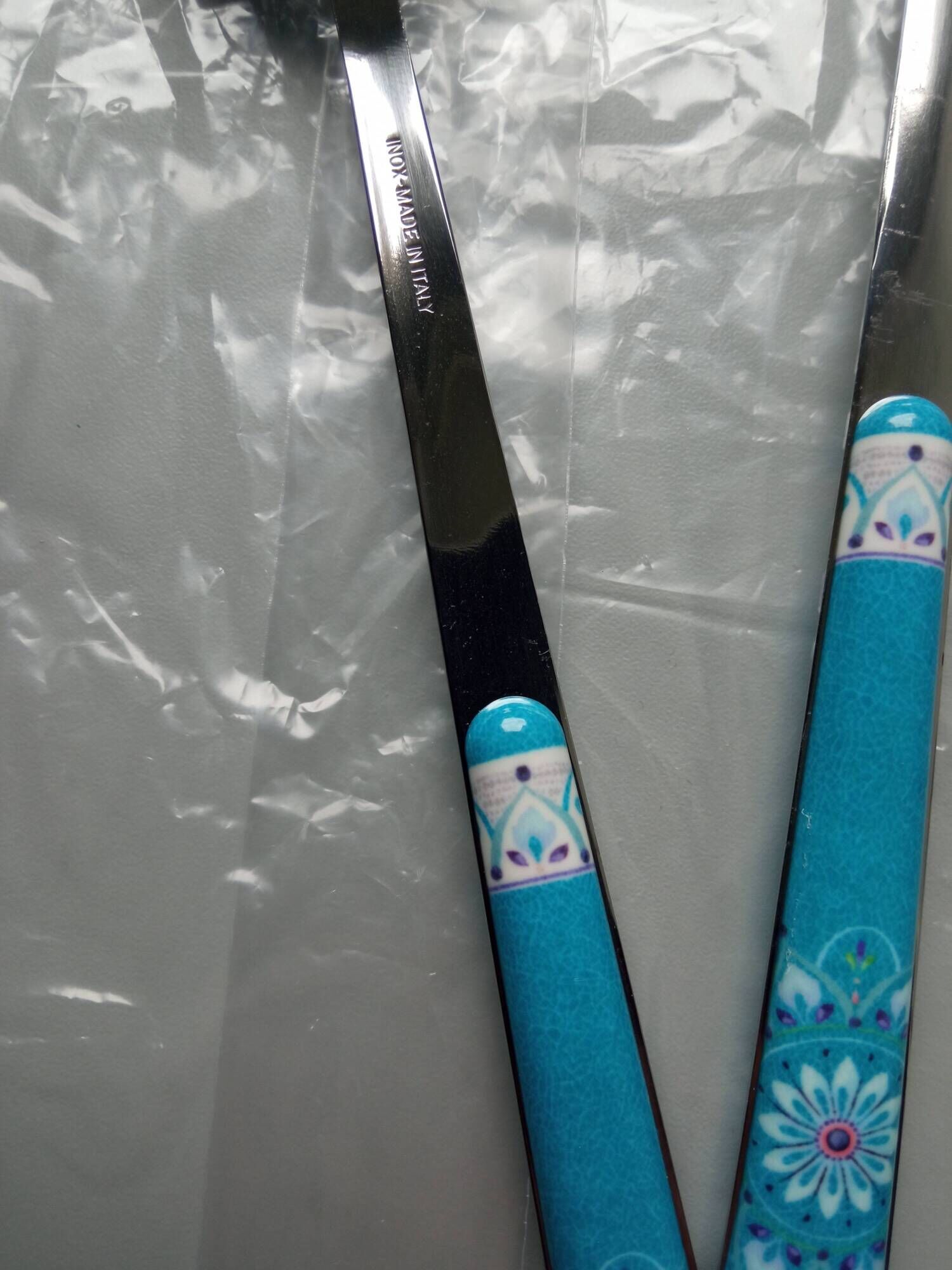 Service of 2 metal salad servers