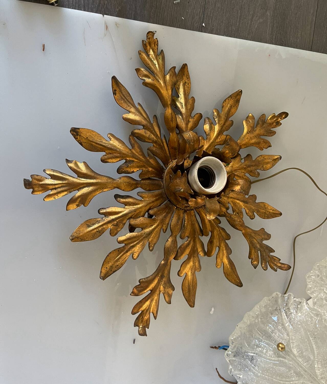Florentine Gold Gilded Flushmount 1950’s