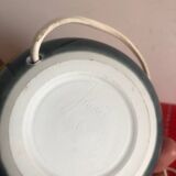 Old ceramic lamp with a silk shade signed Misslen.