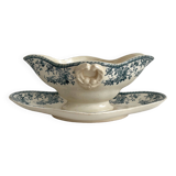 Opaque ironstone sauce boat "Bouquets of roses" from Gien