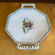 Old style moustiers plate white ceramic polychrome decor vintage