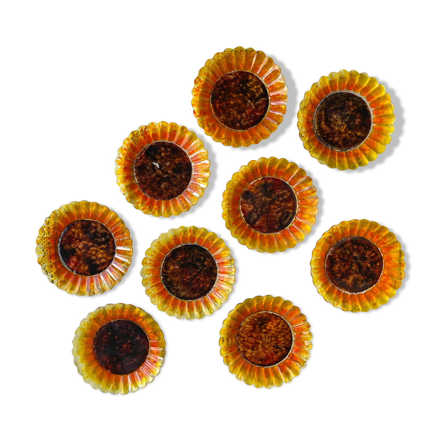 9 small plates sunflower oil lesieur Duralex