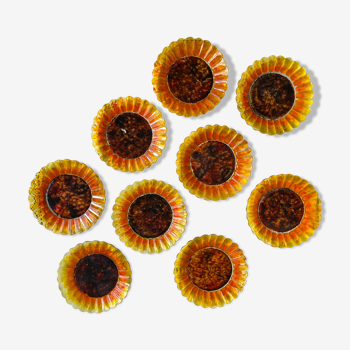 9 small plates sunflower oil lesieur Duralex