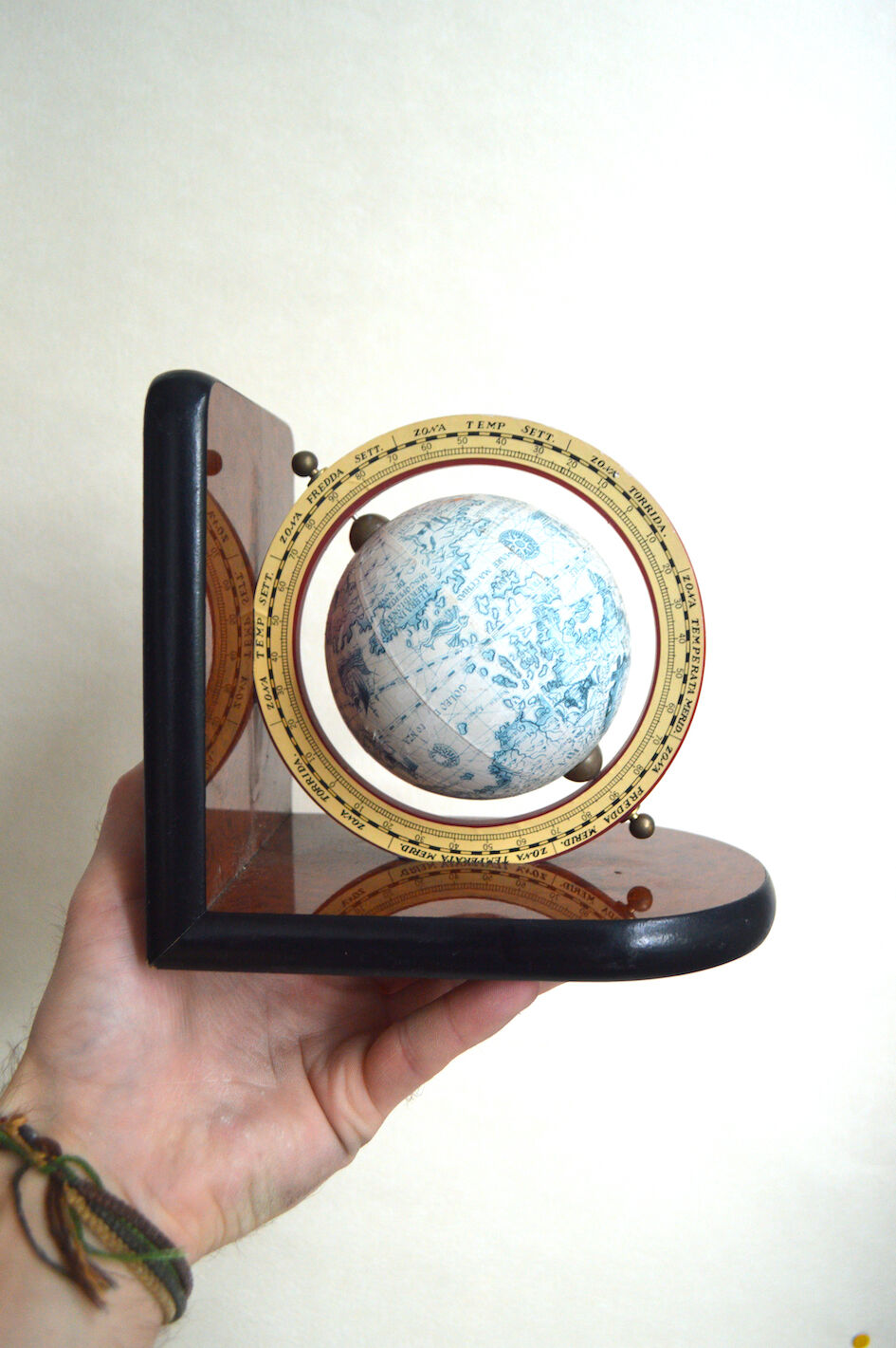 Pair of vintage bookends globes