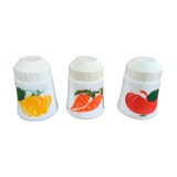 Trio of opaline salt shakers