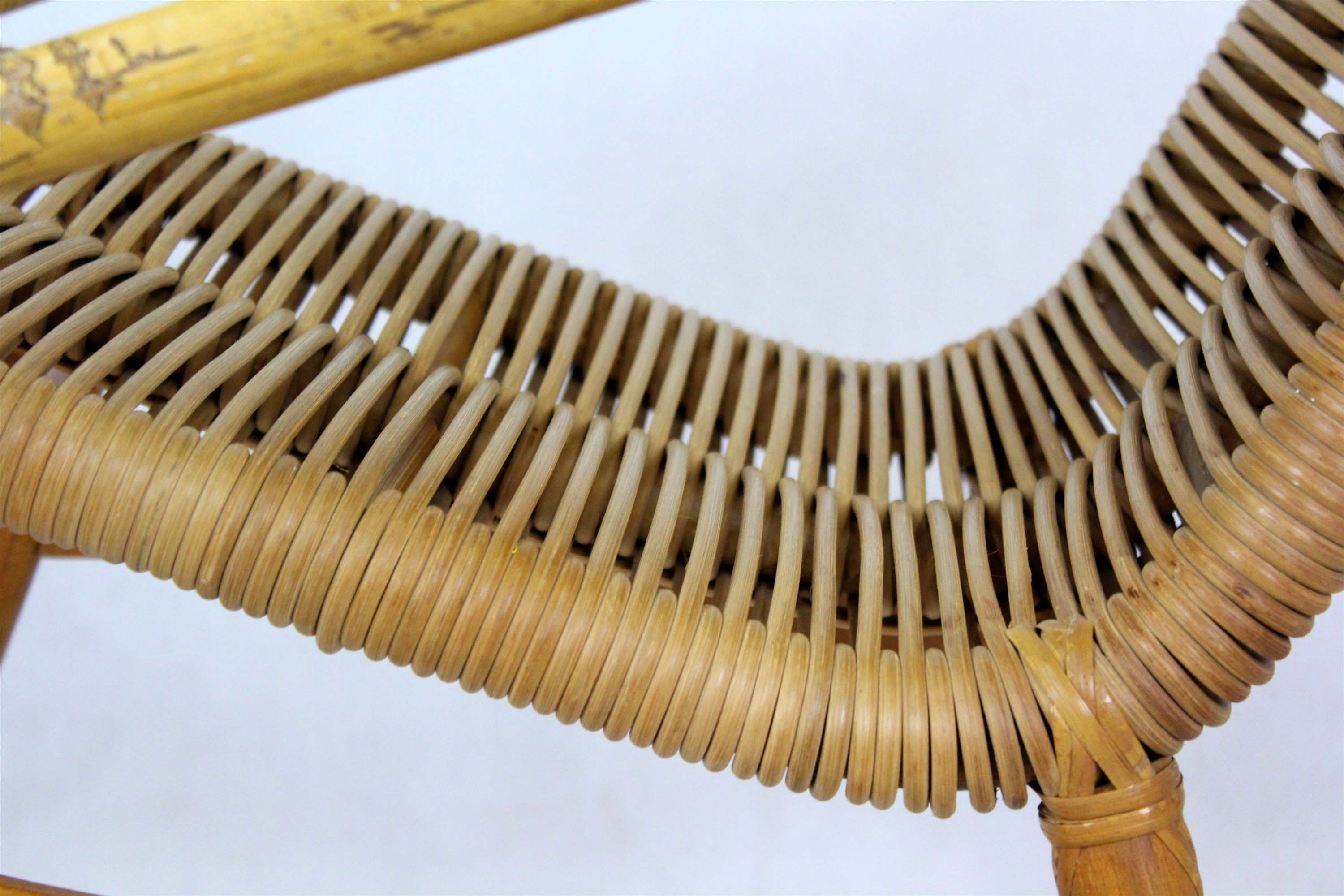 Mid-century rattan rocking chair, 1960s