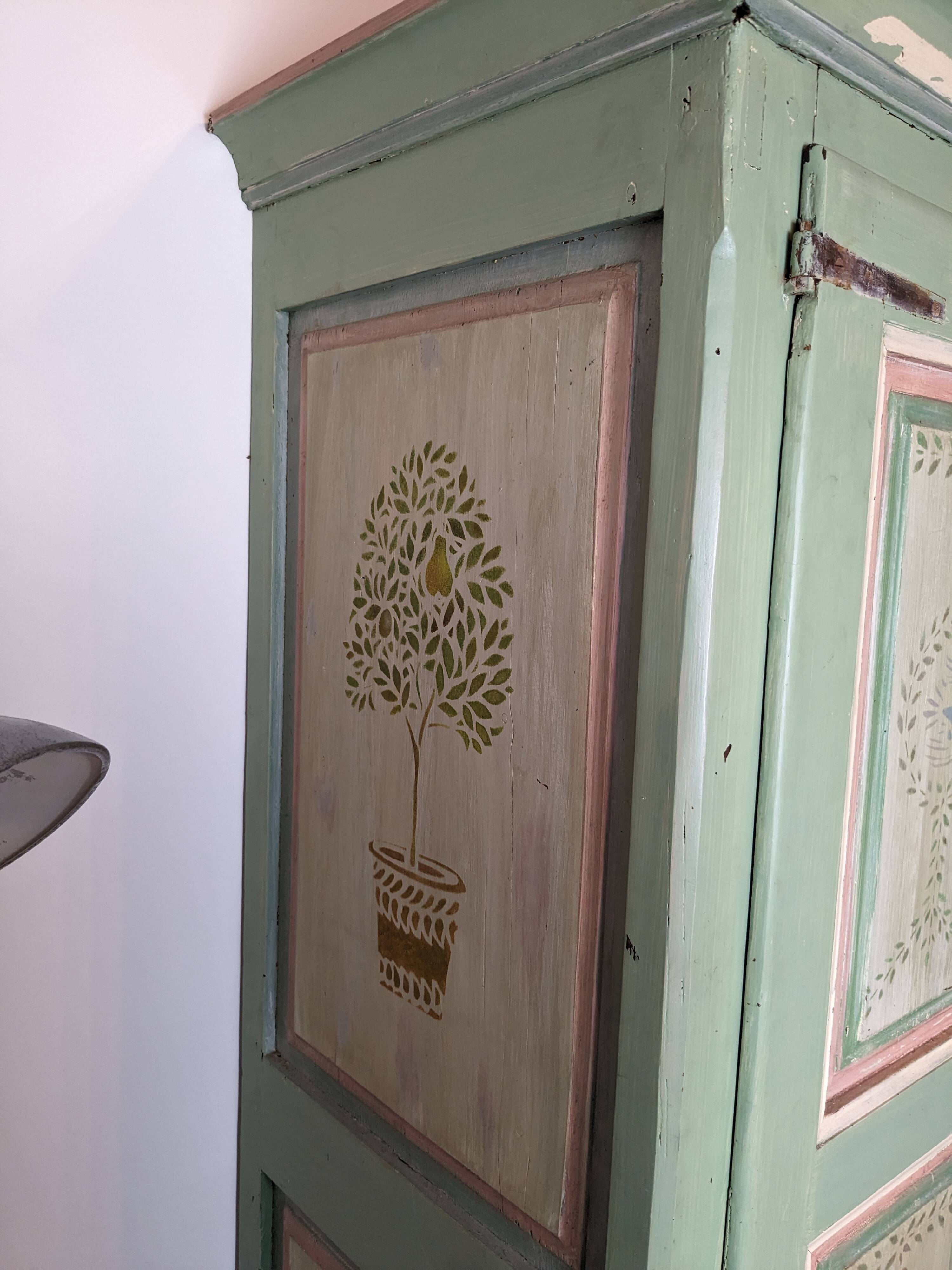 19th century painted wooden bedroom wardrobe