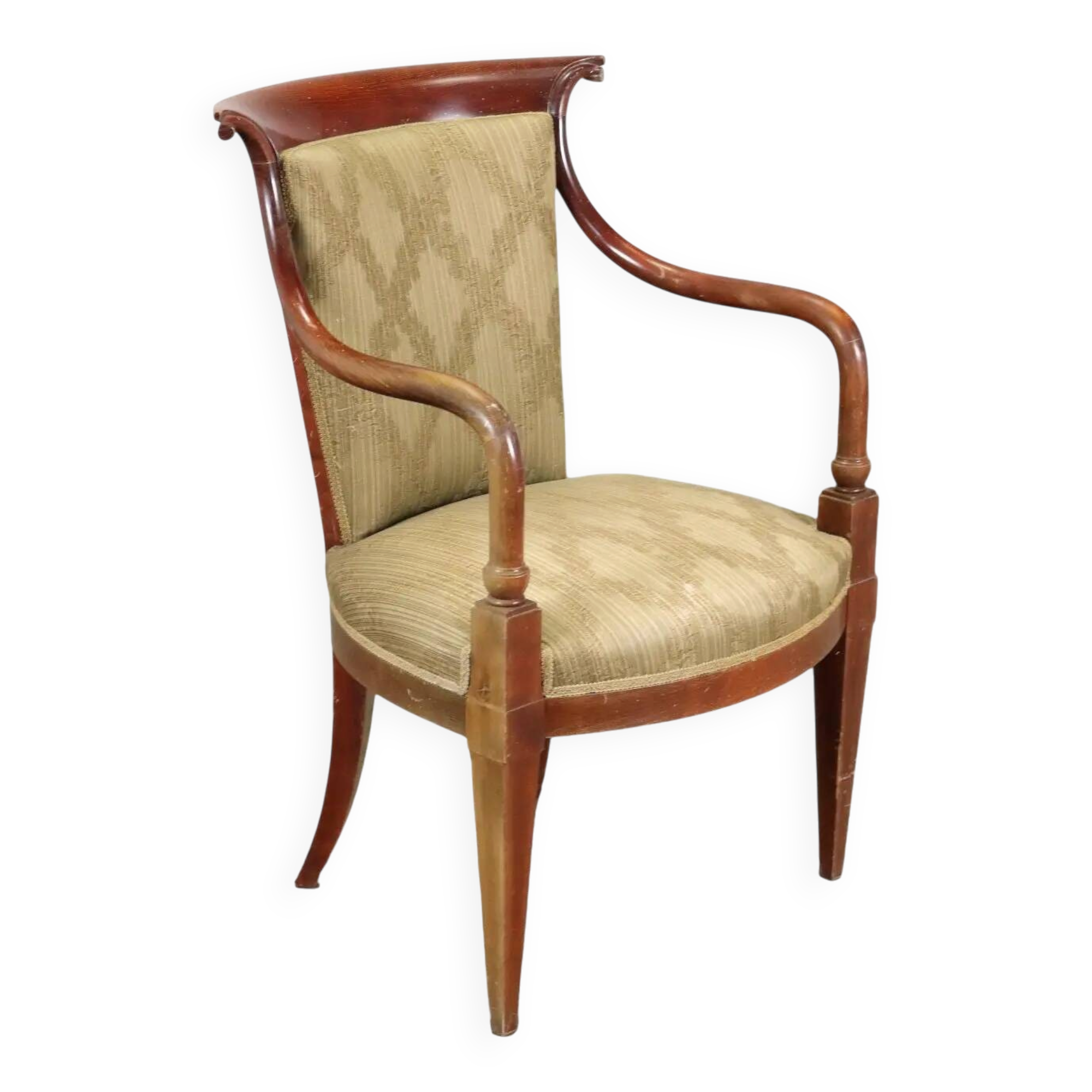 Vintage armchair in fabric and wood with armrests, design Italy 1950s-1960s
