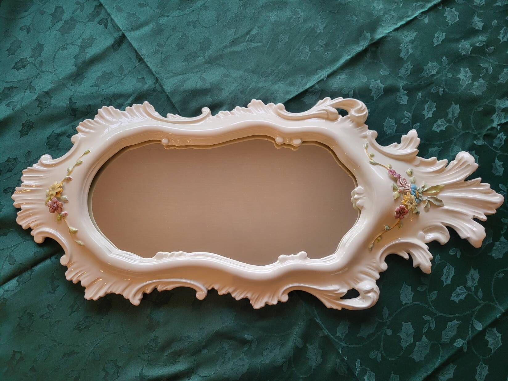 Farnesiana Mirror by Carlo Corvi in ceramic Italy 1950