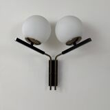 Vintage double opaline and brass wall light, France, 1970.